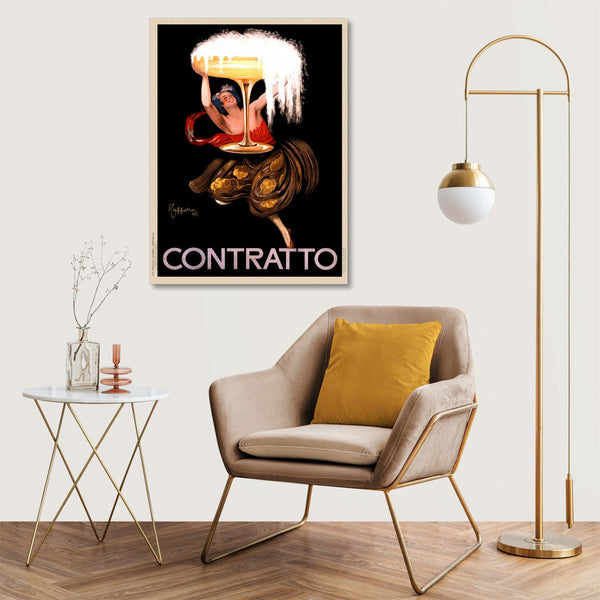 Quadro Stampa su Tela con Telaio in Legno Leonetto Cappiello - Contratto