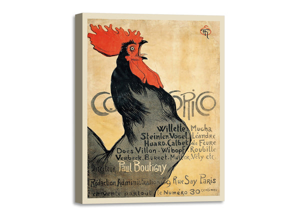 Quadro Stampa su Tela con Telaio in Legno Théophile Alexandre Steinlen - Cocorico