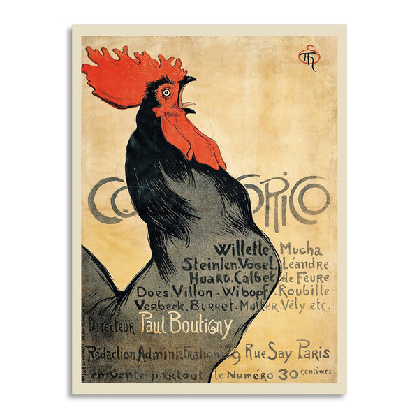 Quadro Stampa su Tela con Telaio in Legno Théophile Alexandre Steinlen - Cocorico