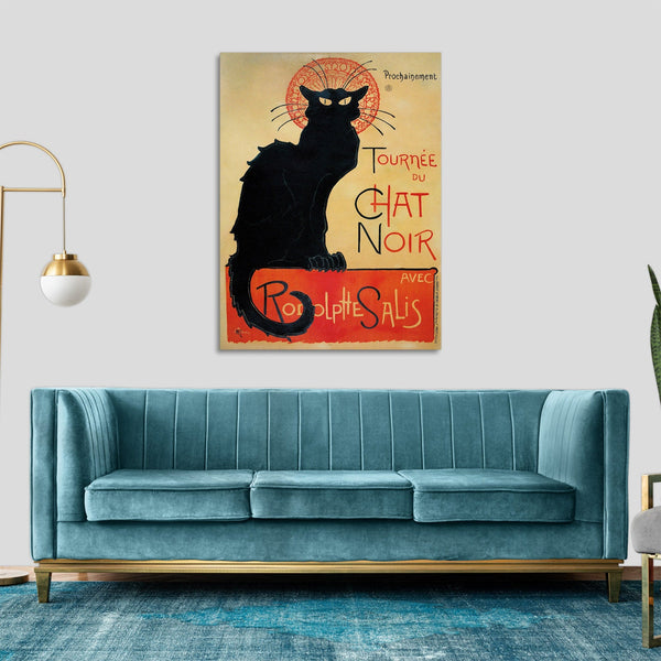 Quadro Stampa su Tela con Telaio in Legno Théophile Alexandre Steinlen - Tournée du Chat Noir
