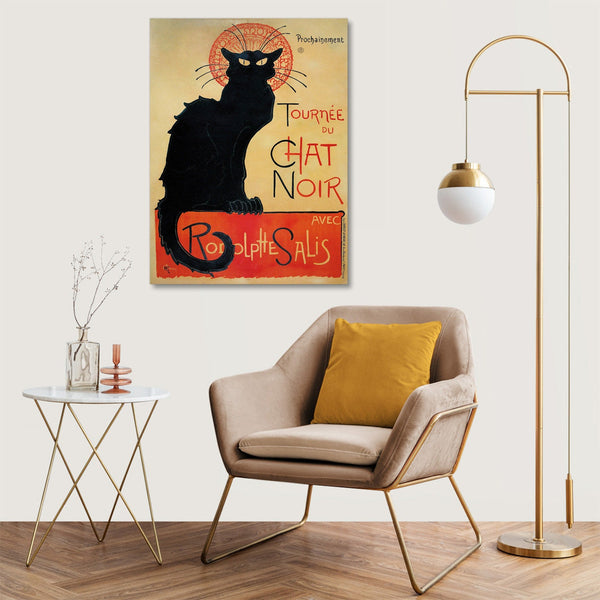 Quadro Stampa su Tela con Telaio in Legno Théophile Alexandre Steinlen - Tournée du Chat Noir