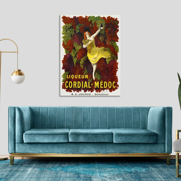 Quadro Stampa su Tela con Telaio in Legno Leonetto Cappiello - Liquer Cordial-Médoc