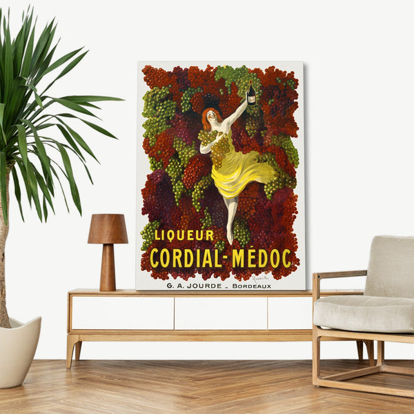 Quadro Stampa su Tela con Telaio in Legno Leonetto Cappiello - Liquer Cordial-Médoc