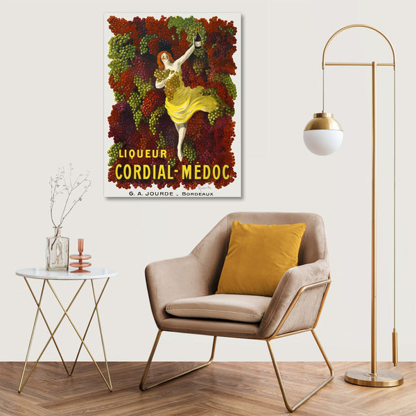 Quadro Stampa su Tela con Telaio in Legno Leonetto Cappiello - Liquer Cordial-Médoc