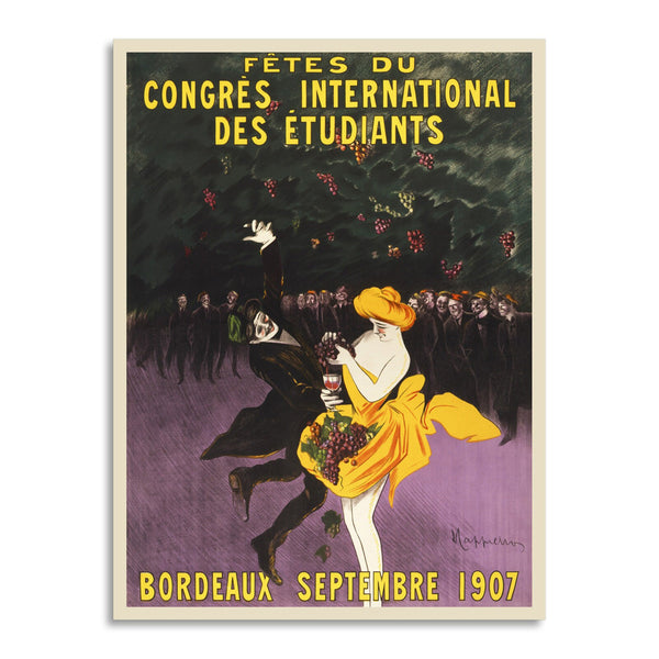 Quadro Stampa su Tela con Telaio in Legno Leonetto Cappiello - Bordeaux