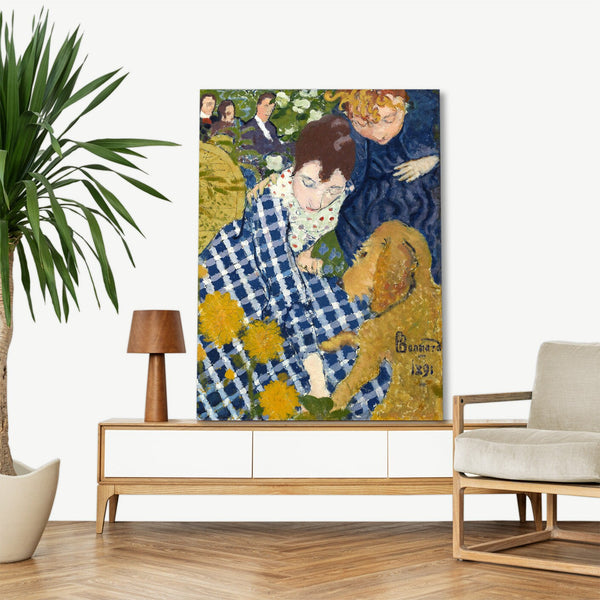 Quadro Stampa su Tela con Telaio in Legno Pierre Bonnard - Women with a Dog