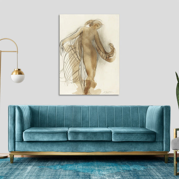 Quadro Stampa su Tela con Telaio in Legno Auguste Rodin - Naked woman