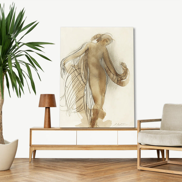 Quadro Stampa su Tela con Telaio in Legno Auguste Rodin - Naked woman