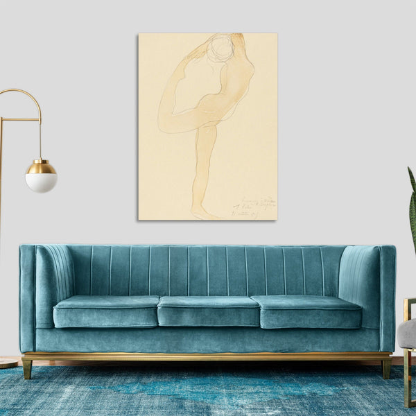 Quadro Stampa su Tela con Telaio in Legno Auguste Rodin - Naked woman