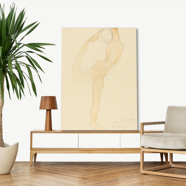 Quadro Stampa su Tela con Telaio in Legno Auguste Rodin - Naked woman