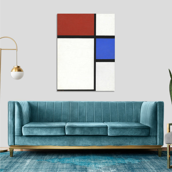 Quadro Stampa su Tela con Telaio in Legno Piet Mondrian - Composition No. II with Red and Blue