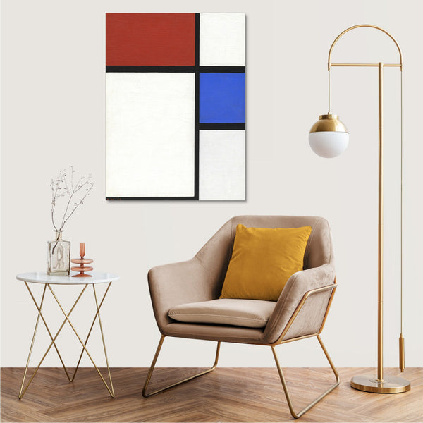 Quadro Stampa su Tela con Telaio in Legno Piet Mondrian - Composition No. II with Red and Blue