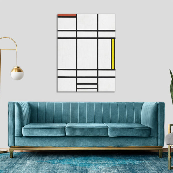 Quadro Stampa su Tela con Telaio in Legno Piet Mondrian - Composition in White, Red, and Yellow