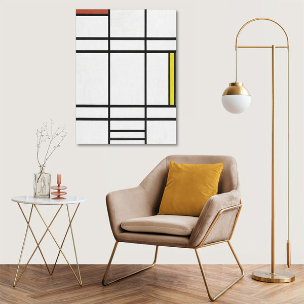 Quadro Stampa su Tela con Telaio in Legno Piet Mondrian - Composition in White, Red, and Yellow