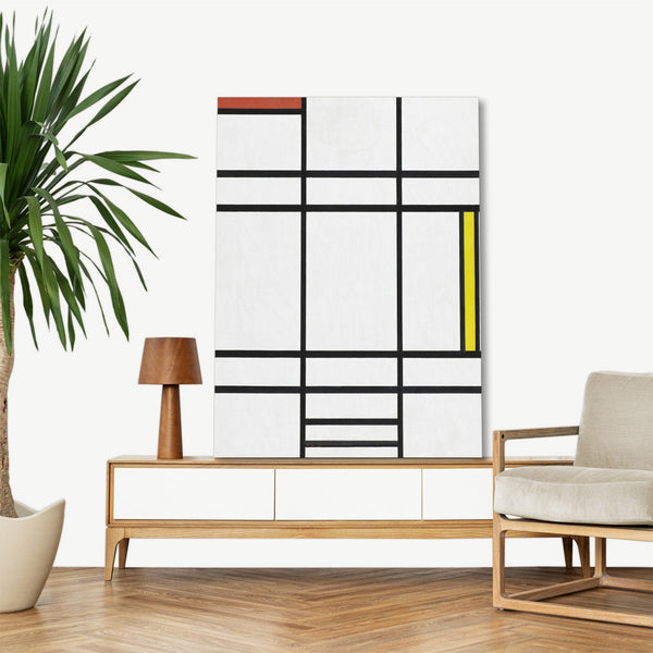 Quadro Stampa su Tela con Telaio in Legno Piet Mondrian - Composition in White, Red, and Yellow