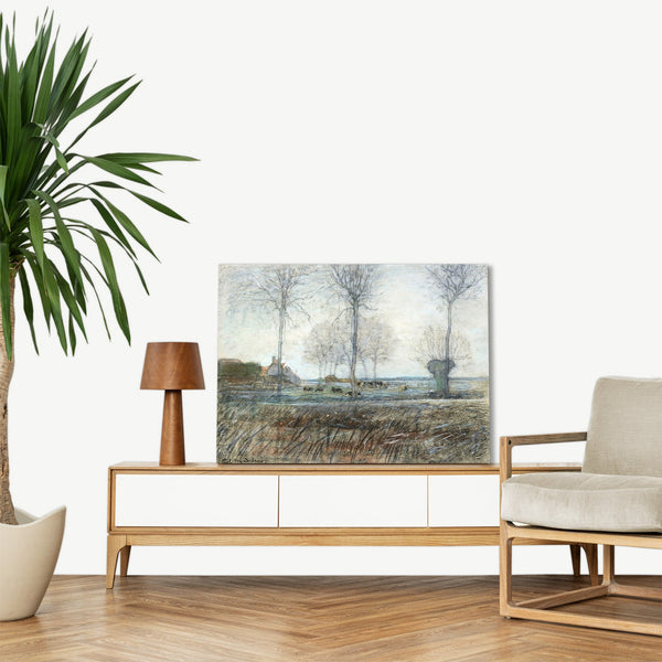 Quadro Stampa su Tela con Telaio in Legno Piet Mondrian - Three Tall Trees in the Foreground