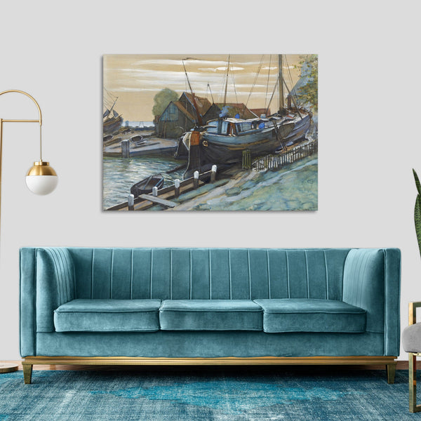 Quadro Stampa su Tela con Telaio in Legno Piet Mondrian - Drydock at Durgerdam