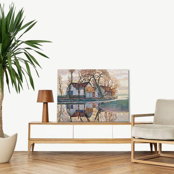 Quadro Stampa su Tela con Telaio in Legno Piet Mondrian - Farm near Duivendrecht