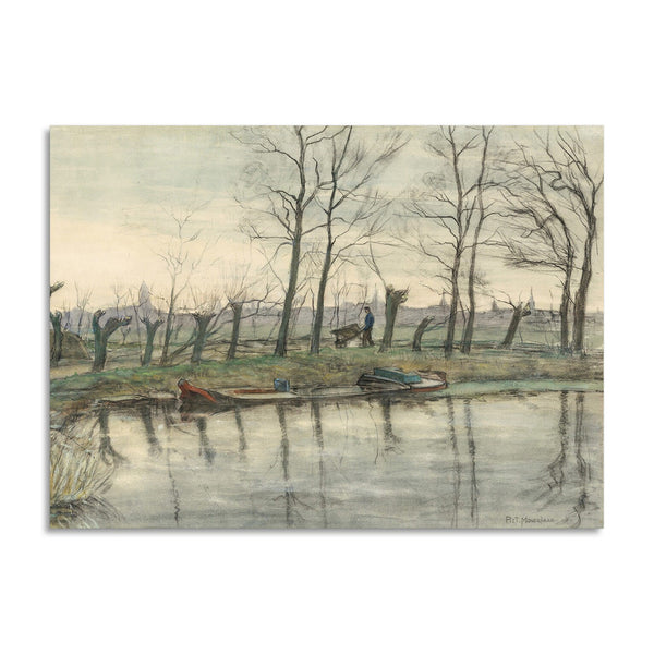 Quadro Stampa su Tela con Telaio in Legno Piet Mondrian - Amsterdam Skyline Viewed from the West
