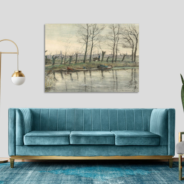 Quadro Stampa su Tela con Telaio in Legno Piet Mondrian - Amsterdam Skyline Viewed from the West
