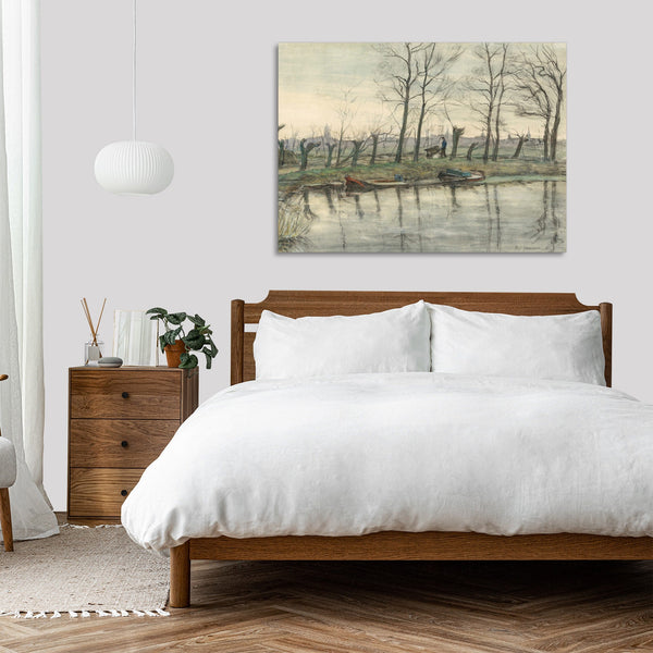 Quadro Stampa su Tela con Telaio in Legno Piet Mondrian - Amsterdam Skyline Viewed from the West
