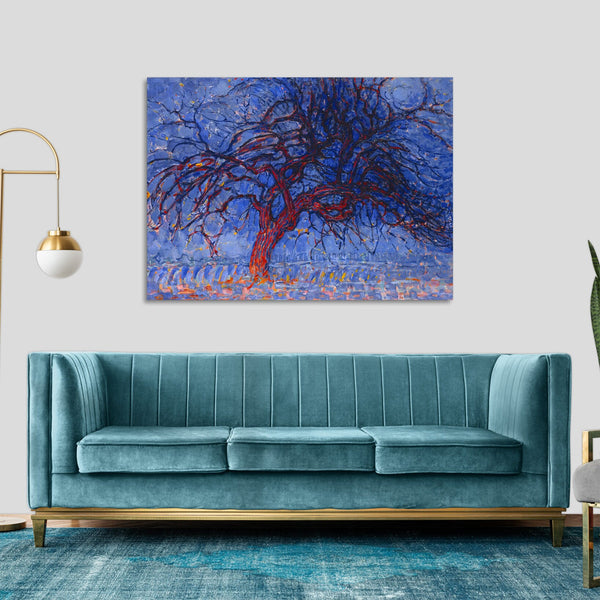 Quadro Stampa su Tela con Telaio in Legno Piet Mondrian - The Red Tree