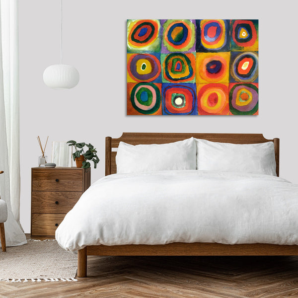 Quadro Stampa su Tela con Telaio in Legno Wassily Kandinsky - Squares with Concentric Circles