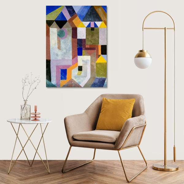 Quadro Stampa su Tela con Telaio in Legno Paul Klee - Colorful Architecture