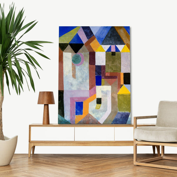 Quadro Stampa su Tela con Telaio in Legno Paul Klee - Colorful Architecture