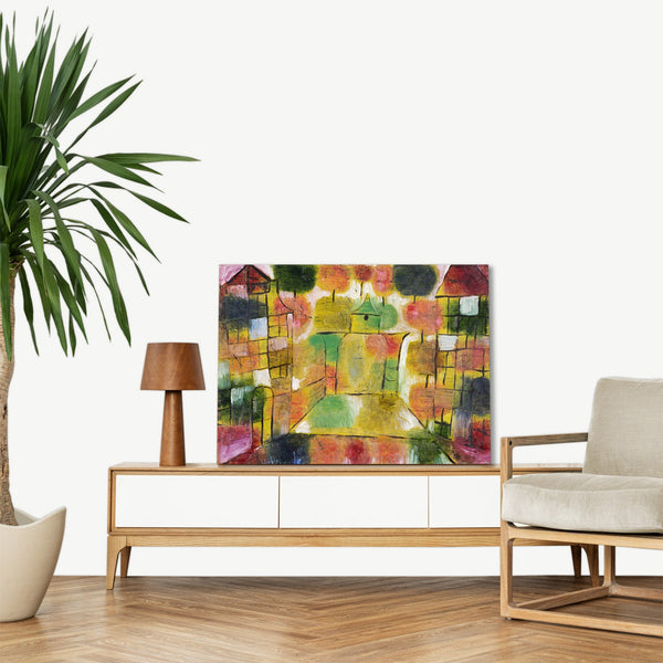 Quadro Stampa su Tela con Telaio in Legno Paul Klee - Tree and Architecture–Rhythms