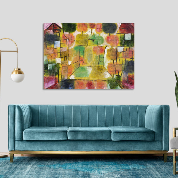 Quadro Stampa su Tela con Telaio in Legno Paul Klee - Tree and Architecture–Rhythms
