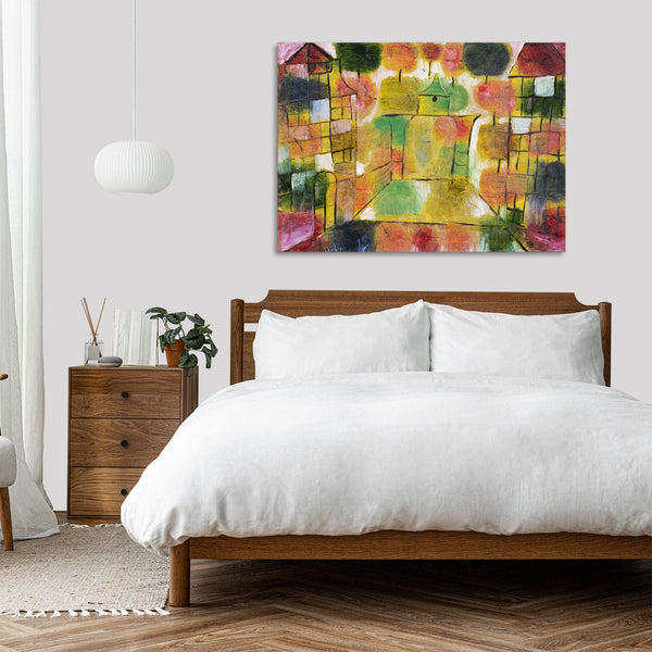 Quadro Stampa su Tela con Telaio in Legno Paul Klee - Tree and Architecture–Rhythms