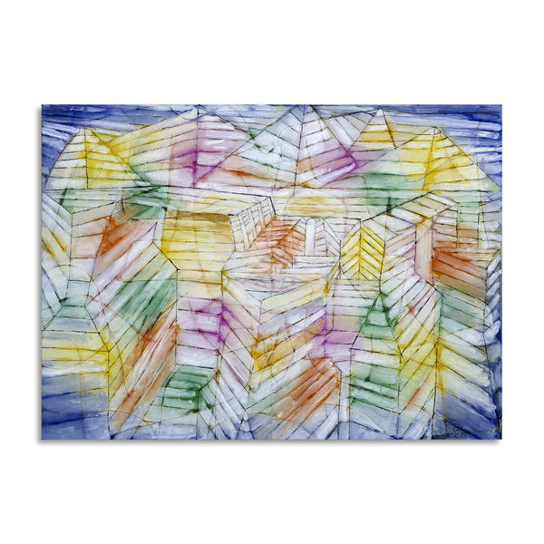 Quadro Stampa su Tela con Telaio in Legno Paul Klee - Theater–Mountain–Construction