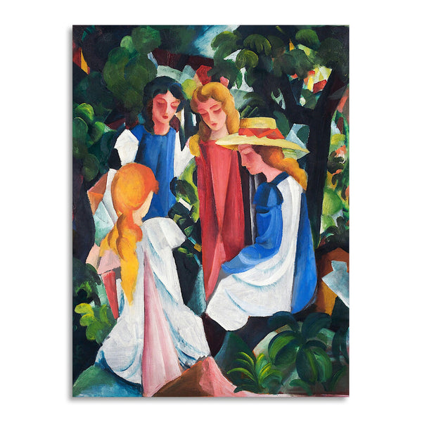 Quadro Stampa su Tela con Telaio in Legno August Macke - Four Girls