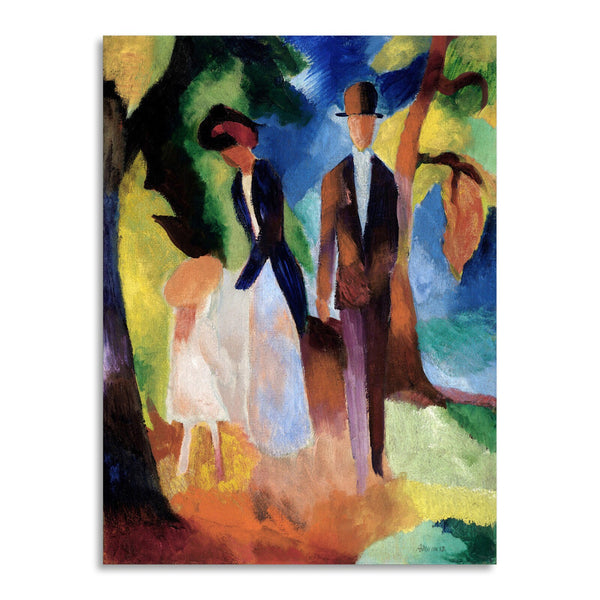 Quadro Stampa su Tela con Telaio in Legno August Macke - People by a Blue Lake