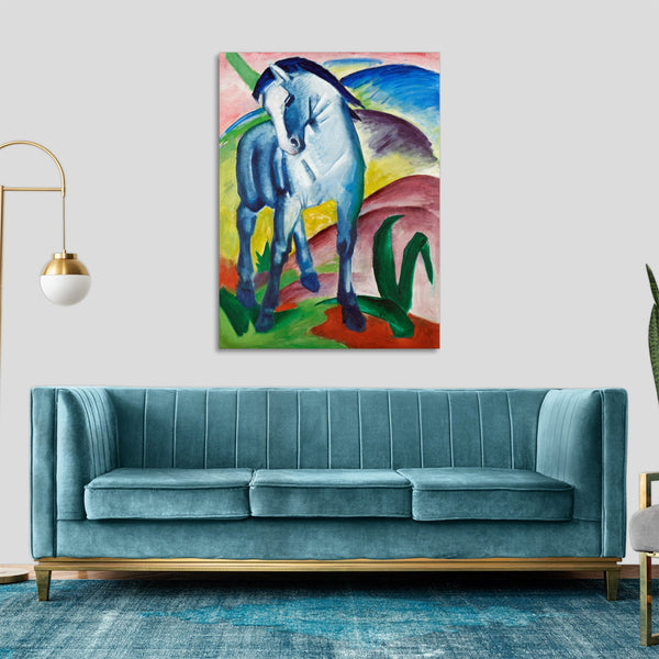 Quadro Stampa su Tela con Telaio in Legno Franz Marc - Blue Horse I