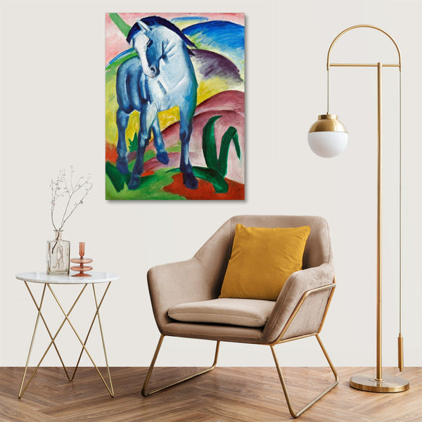 Quadro Stampa su Tela con Telaio in Legno Franz Marc - Blue Horse I