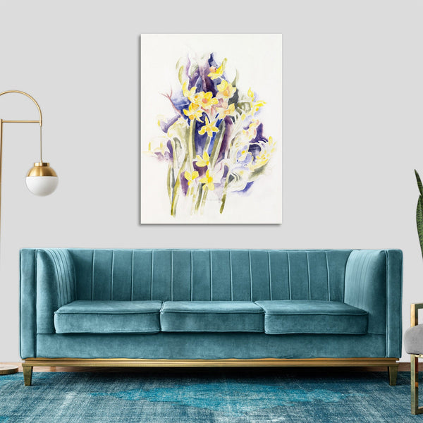 Quadro Stampa su Tela con Telaio in Legno Charles Demuth - Small Daffodils