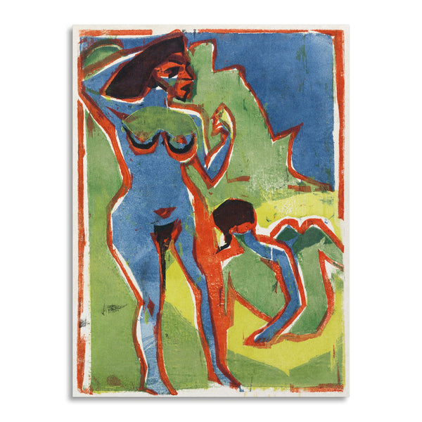 Quadro Stampa su Tela con Telaio in Legno Ernst Ludwig Kirchner - Bathing Women