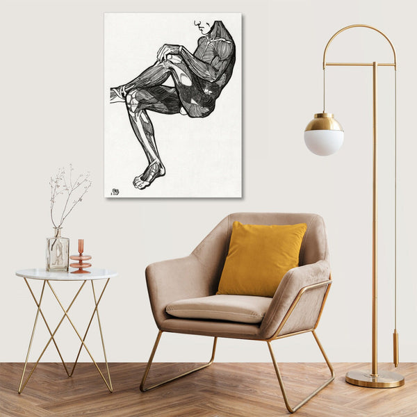 Quadro Stampa su Tela con Telaio in Legno Reijer Stolk - Anatomical study of a man’s leg and arm muscles