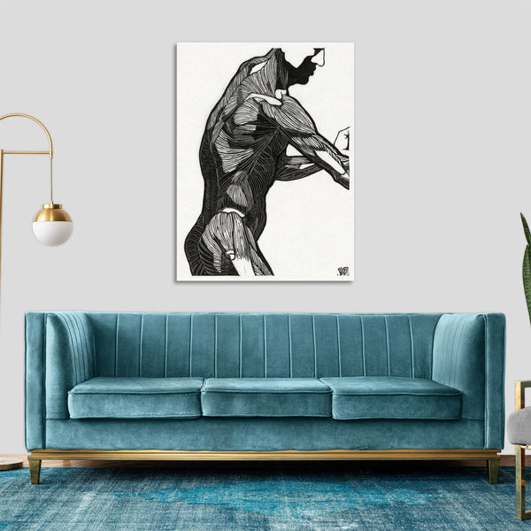 Quadro Stampa su Tela con Telaio in Legno Reijer Stolk - Anatomical study of a man’s lateral and arm muscles