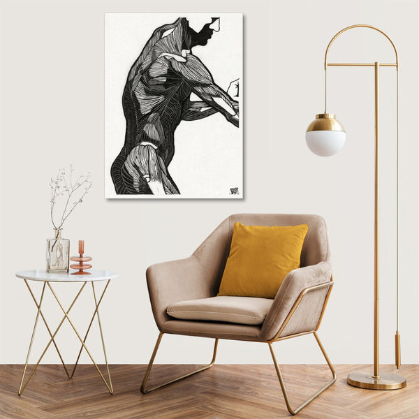 Quadro Stampa su Tela con Telaio in Legno Reijer Stolk - Anatomical study of a man’s lateral and arm muscles