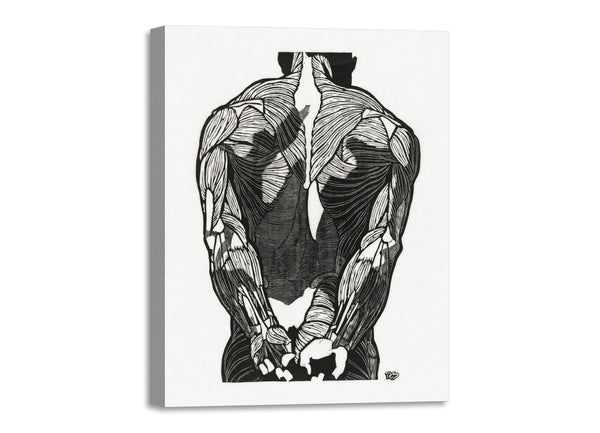 Quadro Stampa su Tela con Telaio in Legno Reijer Stolk - Anatomical study of a man’s back muscles