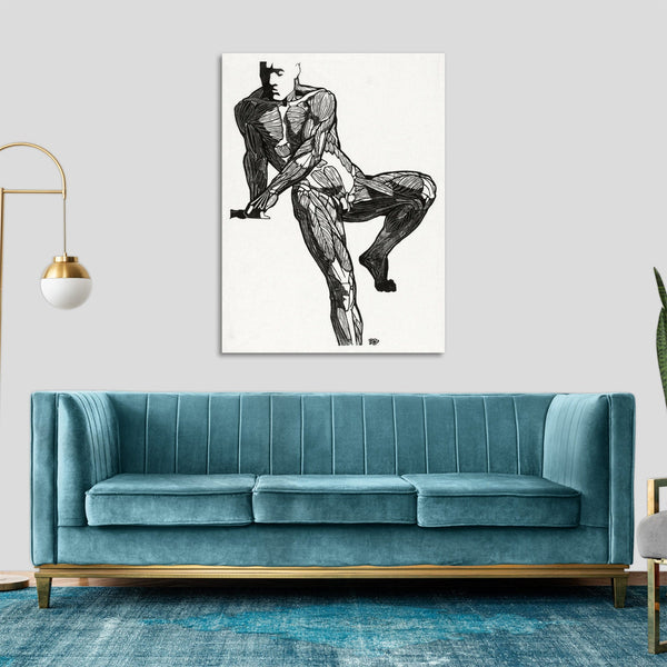 Quadro Stampa su Tela con Telaio in Legno Reijer Stolk - Anatomical study of a man’s chest, stomach and leg muscles