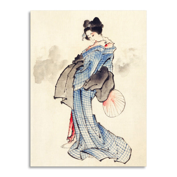 Quadro Stampa su Tela con Telaio in Legno Katsushika Hokusai - Woman in Kimono