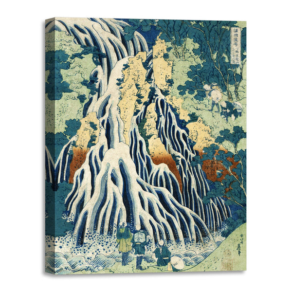 Quadro Stampa su Tela con Telaio in Legno Katsushika Hokusai - Shimotsuke Kurokami-Yama Kurifuri no Taki