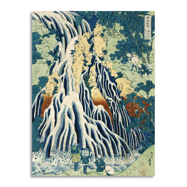 Quadro Stampa su Tela con Telaio in Legno Katsushika Hokusai - Shimotsuke Kurokami-Yama Kurifuri no Taki