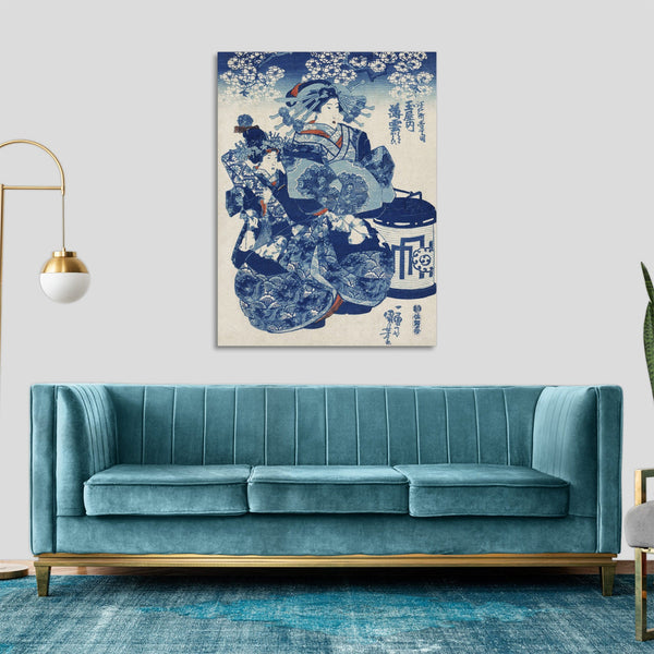 Quadro Stampa su Tela con Telaio in Legno Utagawa Kuniyoshi - Tamaya uchi Usugumo
