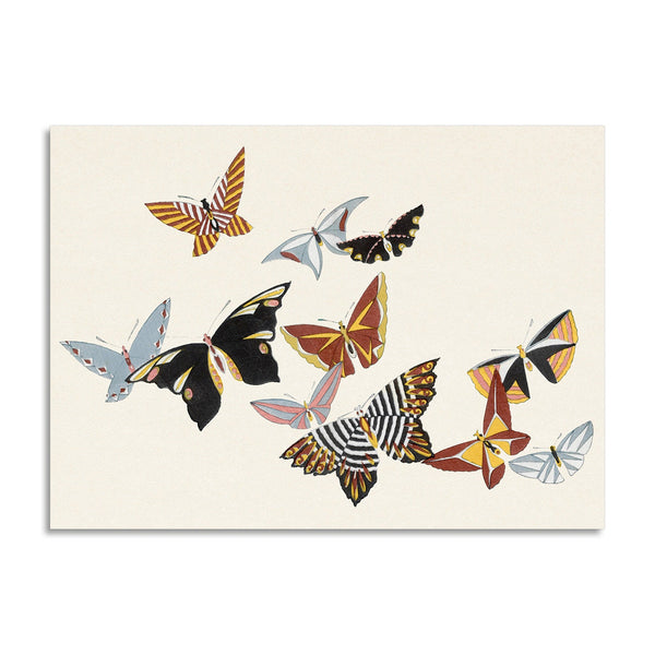 Quadro Stampa su Tela con Telaio in Legno Kamisaka Sekka - Japanese butterfly