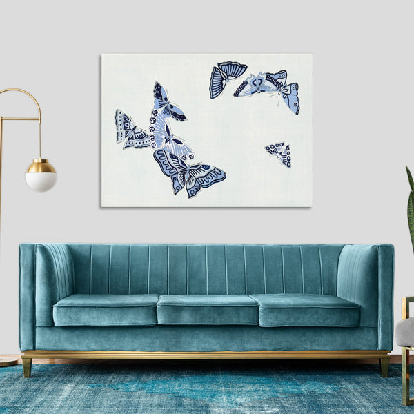 Quadro Stampa su Tela con Telaio in Legno Kamisaka Sekka - Japanese butterfly